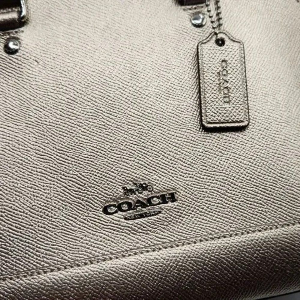Coach Metallic Gold Dome Satchel with Snake-Print Strap - Picture 4 of 10